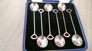 6 X Vintage Epns Silver Plate Art Deco Coffee / Tea Spoons