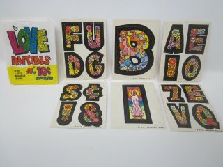 6 Rare Vtg 1960 Topps Chewing Gum Love Initials Retro Stickers Cards Wrapper