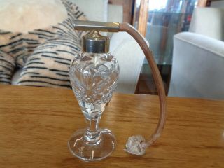Ca.  1915 - 20 Tall Cut Glass Crystal Perfume Bottle Hardware Atomizer