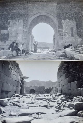 1900s China Antique Photos " The Great Wall & Inner Gate " Photo Set Of 2 Sepia