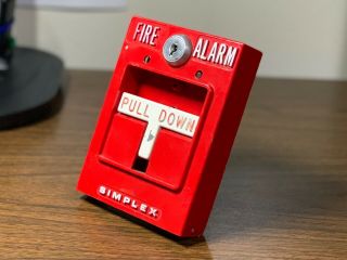 Vintage Rare Simplex 4251 - 50 Fire Alarm Dual Stage Pull Station Metal Tbar 2