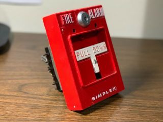 Vintage Rare Simplex 4251 - 50 Fire Alarm Dual Stage Pull Station Metal Tbar 3