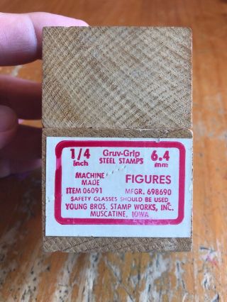 Vintage Rare Young Brothers 1/4” Steel Stamps Figures Gruv Grip 06091 6.  4mm 0 - 8