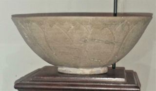 Rare Chinese Yuan Period Song Dynasty Olive Celadon Glaze Lotus Bowl C 1279,