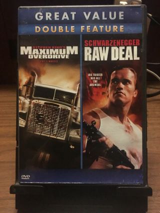 Maximum Overdrive/raw Deal (dvd,  2010) Double Feature Rare Oop Vg Shape Arnold