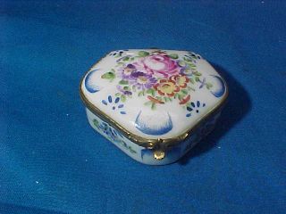 Vintage Limoges France Porcelain Hand Painted Ring Box W Roses Floral Design