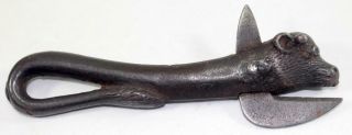 Antique Cast Iron Figural Bull Cow Can Opener,  Kitchen Tool