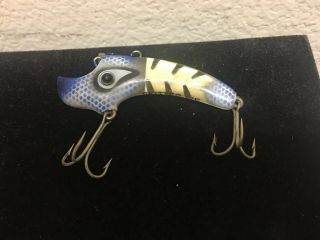 Vintage Kautzky " Skitter Ike " Rare Blue Colored Fishing Lure Lazy Ike Co.  Exc.