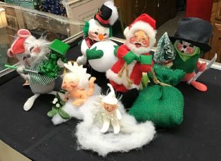 6 Annalee Christmas Dolls Mouse Angel & 1967 Santa Claus