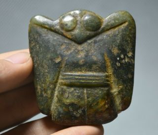 2.  2 " Old Chinese Hongshan Culture Green Jade Carved Eagle Birds Pendant Amulet