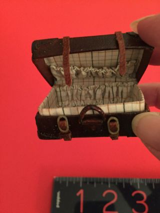 Rare Vintage Artisan Made Doll House Miniature Trunk Very Detailed Workmanship