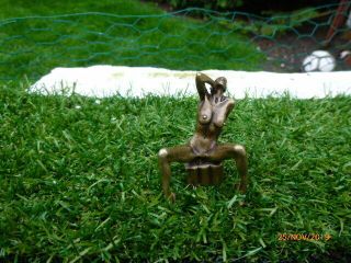 Lovely : Rare Old Bronze Girl Belle Statue Figure Tea Pet Seat Tea Tray Ornament