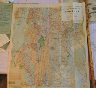 Rare 1913 20x23 Brooklyn Transit Subway Trolley Pocket Map York City Nyc