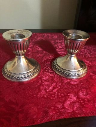 Vintage Pair Duchin Creation Sterling Silver Weighted Candlesticks 4” Tall