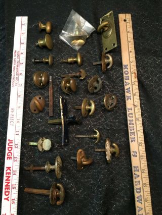 21 Vintage Brass Door Thumb Turn Knob Doorknob Lock Key Latch Mortis Turn