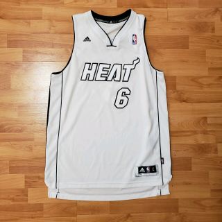 Rare Adidas Nba Miami Heat Lebron James White Hot Basketball Jersey