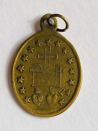 Miraculous Virgin Mary Antique Medal Bronze 3