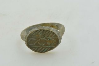 Greco - Roman Intaglio Bronze Ring 200 Bc - 200 Ad Sz 4 3/4