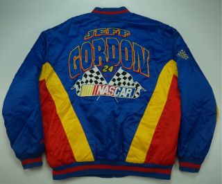 Rare Vtg Nutmeg Jeff Gordon Nascar Racing Dupont Color Block Bomber Jacket 90s L
