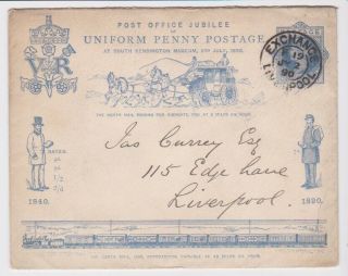Gb Stamps Rare First Day Cover 1890 Penny Black Jubilee Liverpool Very Rare