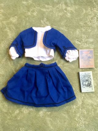 Rare Retired American Girl Addy School Outfit Dress With 2 Schoolbooks