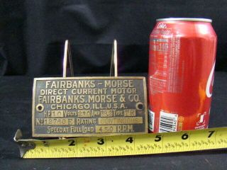 Antique Advertising Brass Tag Fairbanks Morse Dc Electric Motor Old Builder Sign