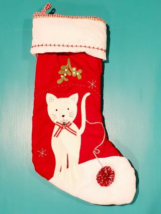 Rare Pottery Barn Kids Cat Quilted Christmas Stocking Not Personalized