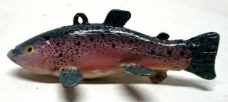 Mike Ott Mini Rainbow Trout Listed Carver Fish Spearing Decoy Ice Fishing Lure