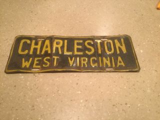 Vintage Antique Charleston West Virginia Vanity License Plate
