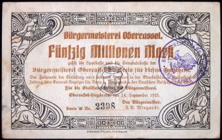 Obercassel 1923 Rare 50 Million Mark Inflation Notgeld German Banknote
