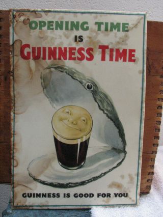 Guinness Opening Time Celluloid / Tin Showcard Rare Vintage Gilroy