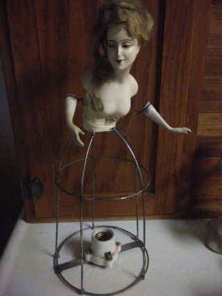 Vintage Antique Half Doll Boudoir Lamp Industrial Steampunk Project