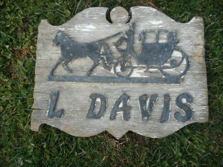 Antique Vintage Taxi Wood Advertising Sign