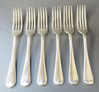 6 Vintage James Ryals Old English Pattern Silver Plated Dessert Forks 6 3/4 "