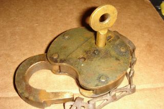 VINTAGE 1897 N.  J BELL TELEPHONE CO.  PADLOCK RARE ANTIQUE LOCK WITH CHAIN & KEY 2