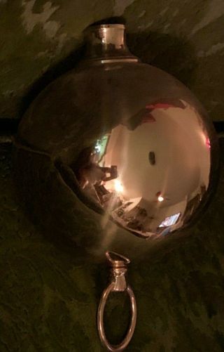 Vintage Mcm Brass Chandelier Pendant Light Lamp Ball Finial Lg 6 " Hollow,  Parts
