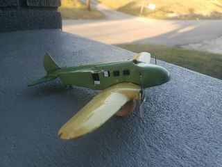 Vintage Pressed Steel Marx Wyandotte Toy Airplane Green Yellow Antique Old Plane