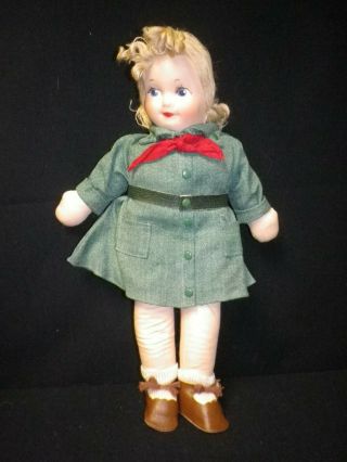 13 " Vintage Mask Face Cloth Girl Scout Doll