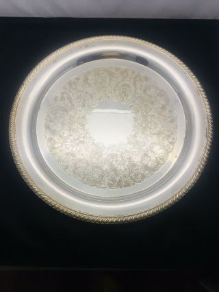 Vintage Wm Rogers 272 Silver Plated Large 15 " Round Serving Tray Platter