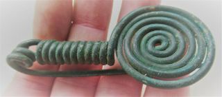 Circa 100bce Ancient Celtic Halstatt Spiral Spectacle Brooch Rare