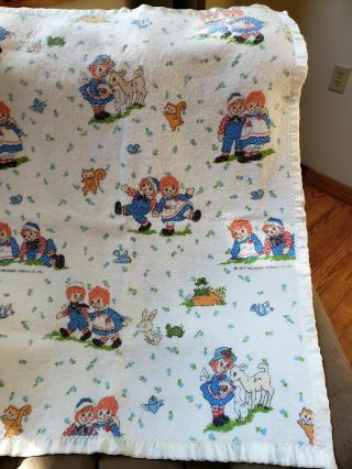 Vintage Raggedy Ann and Andy Baby Crib Blanket Quilt TOO CUTE & OLD PIECE 3