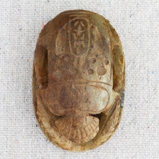 Small Vintage Antique Hand Carved Egyptian Stone Scarab Beetle Amulet Stamp Seal