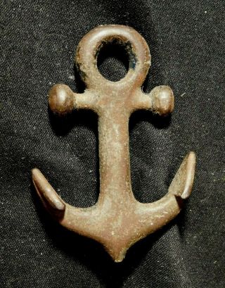 Antique Fishing Sinker Weight Cast Iron Miniature Anchor Marked Pat May 3 81