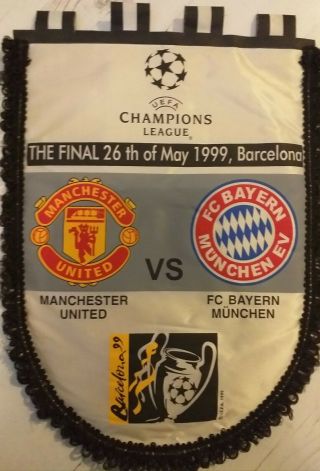 Manchester United V Bayern Munich Match Pennant 1999 Champion League Final Rare