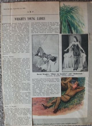 RARE DAVID WRIGHT PIN UPS WWII 1940 ' s VINTAGE SCRAPBOOK ' THE SKETCH ' 2