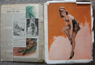 RARE DAVID WRIGHT PIN UPS WWII 1940 ' s VINTAGE SCRAPBOOK ' THE SKETCH ' 3