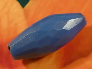 Antique Faceted Russian Blue [opaq] World Trade Bead 30 By 12 Mm