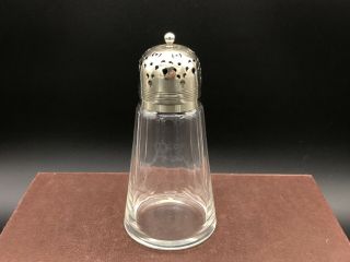 Vintage Art Deco Cut Glass Sugar Shaker With Epns Silver Plate Top