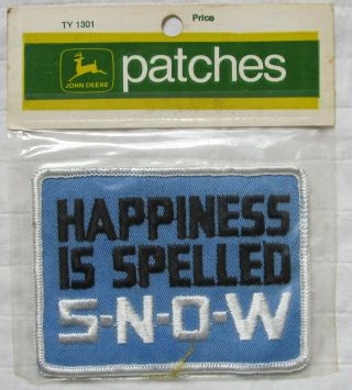 Vintage John Deere Snowmobile Patch Happiness Is Spelled Snow Nip Ty 1301
