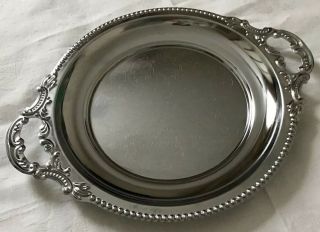 Vintage Decorative Round Serving Silver Tray With Floral Design